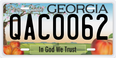 GA license plate QAC0062