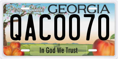 GA license plate QAC0070