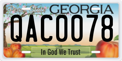 GA license plate QAC0078