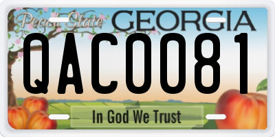 GA license plate QAC0081