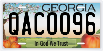 GA license plate QAC0096