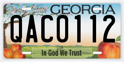 GA license plate QAC0112