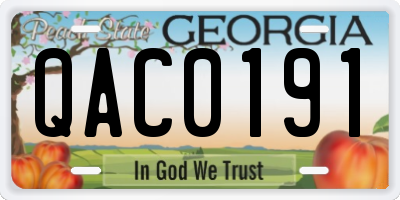 GA license plate QAC0191