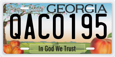 GA license plate QAC0195