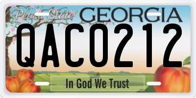 GA license plate QAC0212