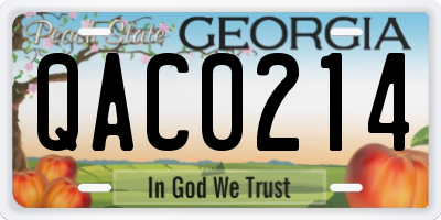 GA license plate QAC0214