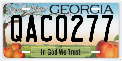 GA license plate QAC0277