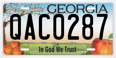 GA license plate QAC0287