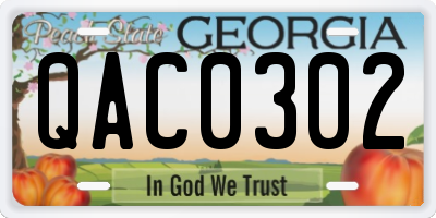 GA license plate QAC0302