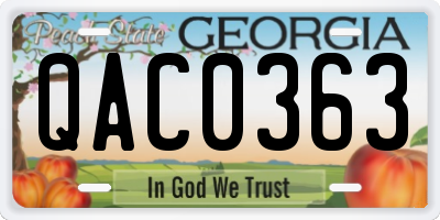 GA license plate QAC0363