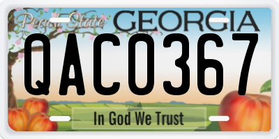 GA license plate QAC0367