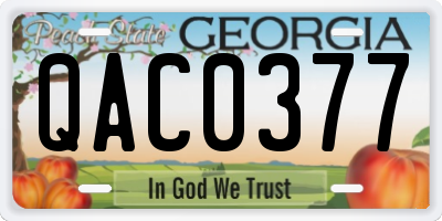 GA license plate QAC0377