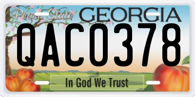 GA license plate QAC0378