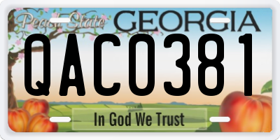 GA license plate QAC0381