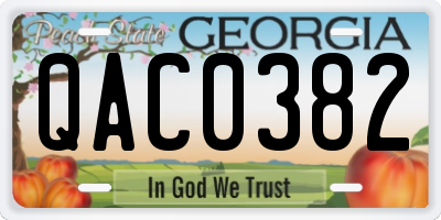 GA license plate QAC0382