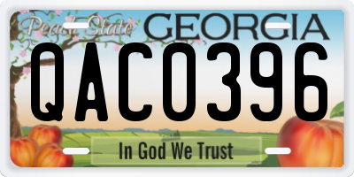 GA license plate QAC0396