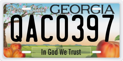 GA license plate QAC0397