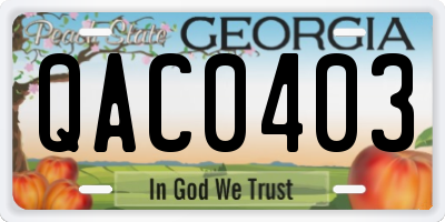 GA license plate QAC0403