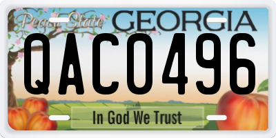 GA license plate QAC0496