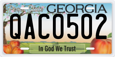 GA license plate QAC0502