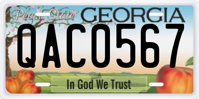GA license plate QAC0567