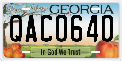 GA license plate QAC0640