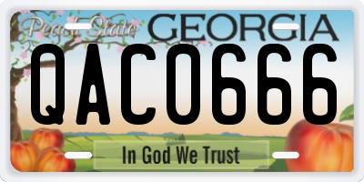 GA license plate QAC0666
