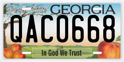 GA license plate QAC0668