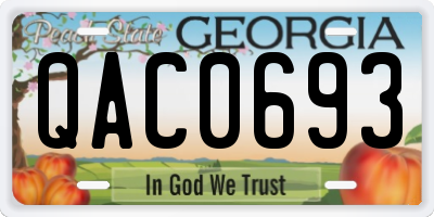 GA license plate QAC0693