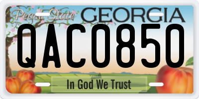 GA license plate QAC0850