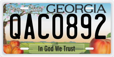 GA license plate QAC0892