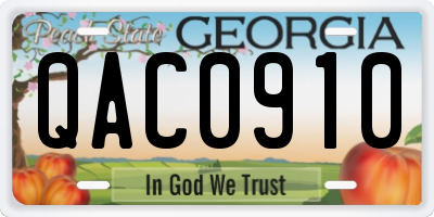 GA license plate QAC0910