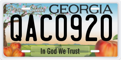 GA license plate QAC0920