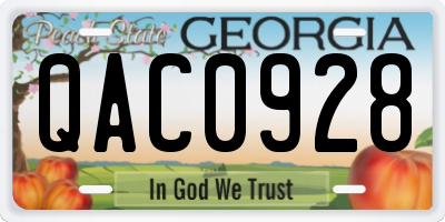GA license plate QAC0928