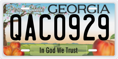 GA license plate QAC0929