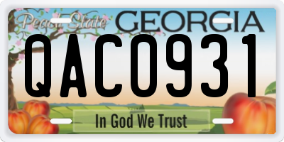 GA license plate QAC0931
