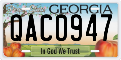 GA license plate QAC0947