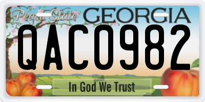 GA license plate QAC0982