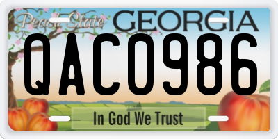 GA license plate QAC0986
