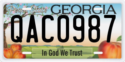 GA license plate QAC0987