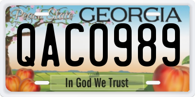 GA license plate QAC0989