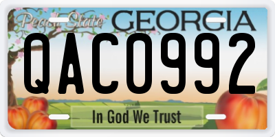 GA license plate QAC0992