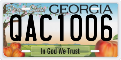 GA license plate QAC1006