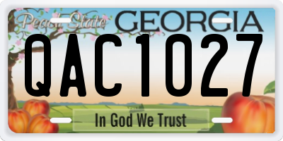 GA license plate QAC1027