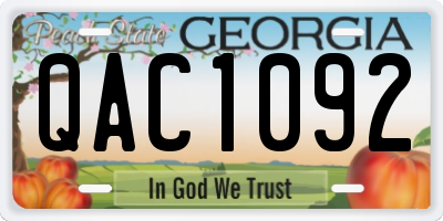 GA license plate QAC1092