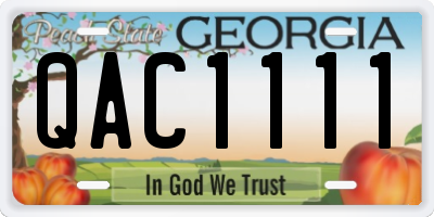 GA license plate QAC1111