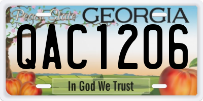GA license plate QAC1206