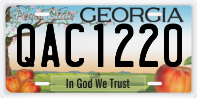 GA license plate QAC1220