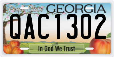 GA license plate QAC1302