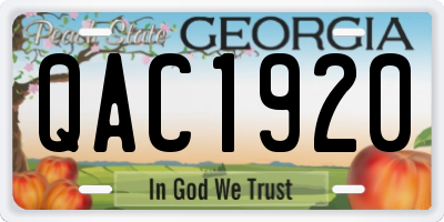 GA license plate QAC1920